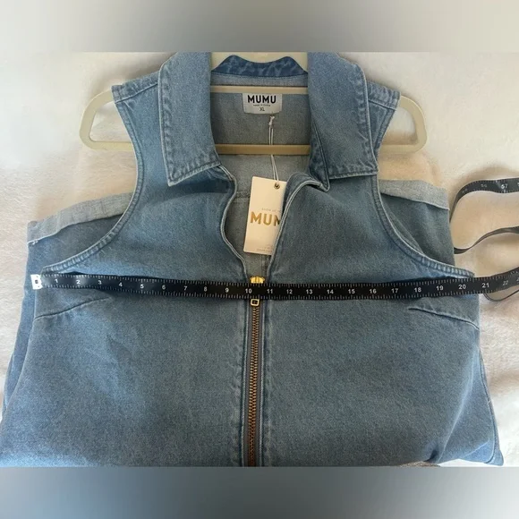 Show Me Your Mumu Women's Medium Wash Reno Sleeveless Denim Romper Size XL NWT - Picture 11 of 14